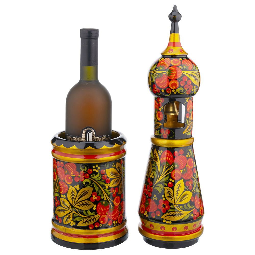 Штоф-футляр для бутылки с росписью «Ягоды». Хохлома - интернет магазин Русь Велика я фото 2