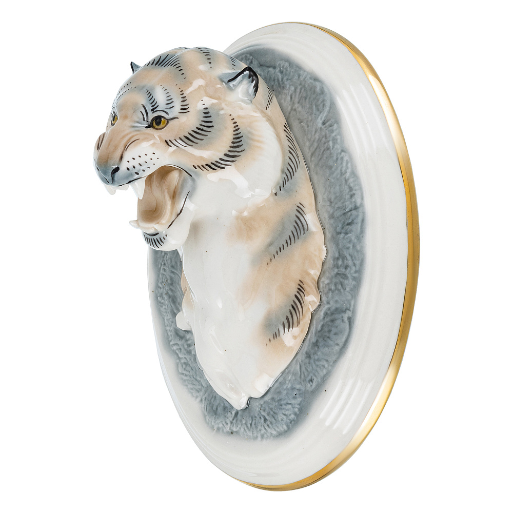 Панно фарфоровое «Тигр». Серия «Трофеи» 10х16 см - интернет магазин Русь Велика я 