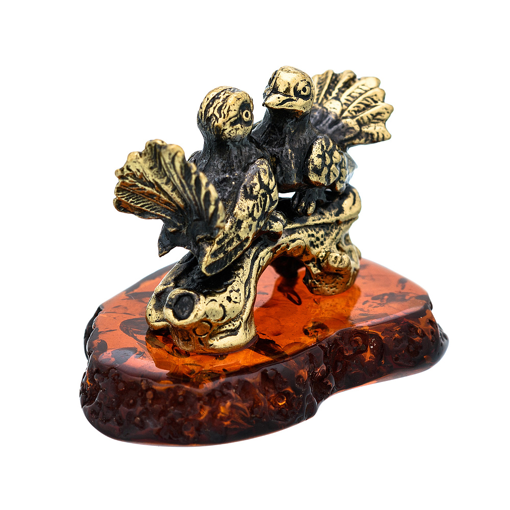 Статуэтка с янтарем «Голубки» - интернет магазин Русь Велика я фото 1