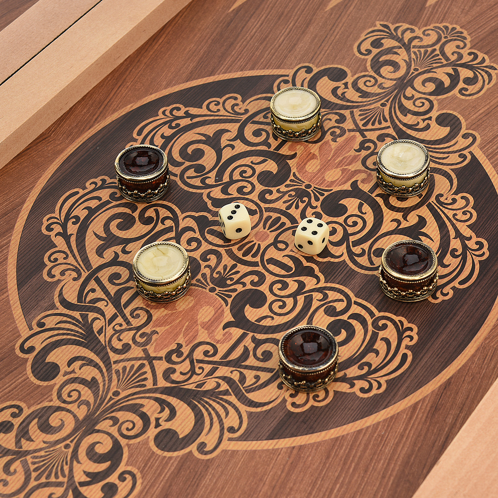 Нарды с кожаной вставкой и янтарными фишками «Кроко» 60х30 см - интернет магазин Русь Велика я фото 5