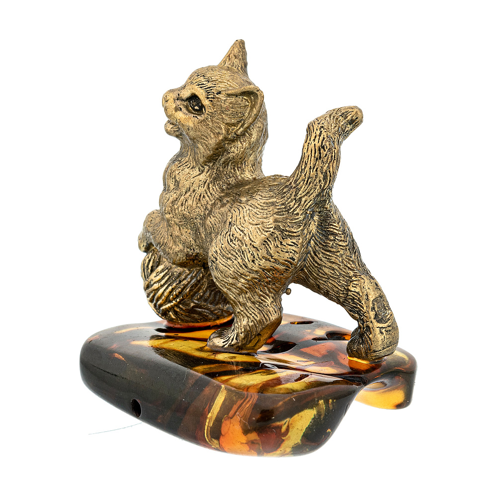 Статуэтка с янтарем «Котенок с клубком» - интернет магазин Русь Велика я фото 2