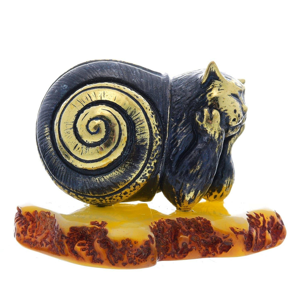 Статуэтка с янтарем «Кот в панцире» - интернет магазин Русь Велика я фото 1