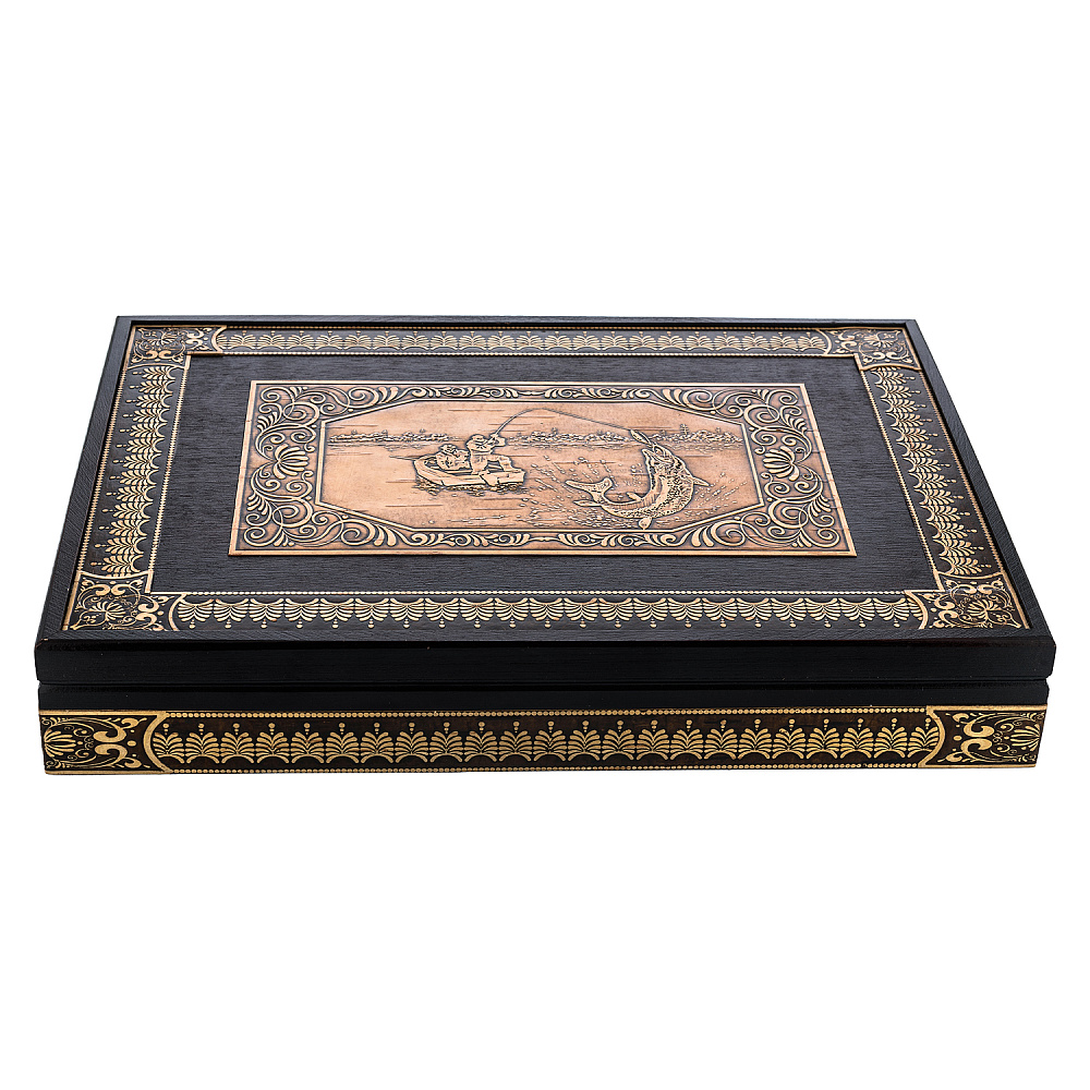 Деревянная шкатулка из бересты под формат A4 «Рыбалка» - интернет магазин Русь Велика я фото 2