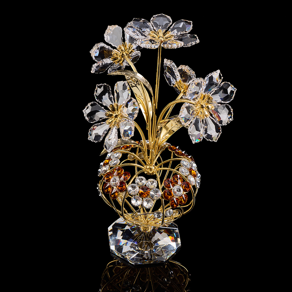 Скульптура из хрусталя «Ваза с цветами» - интернет магазин Русь Велика я фото 3