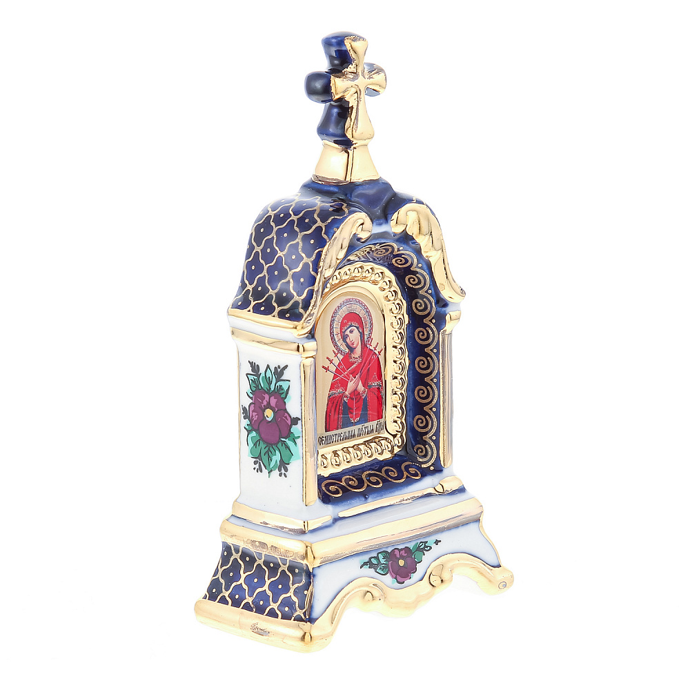 Киот настольный «Божья Матерь Семистрельная» Гжель 5х10 см - интернет магазин Русь Велика я фото 3
