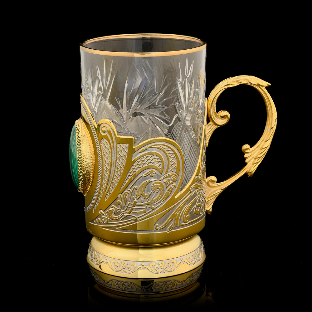 Чайный набор с подстаканником «Малахит». Златоуст - интернет магазин Русь Велика я фото 3