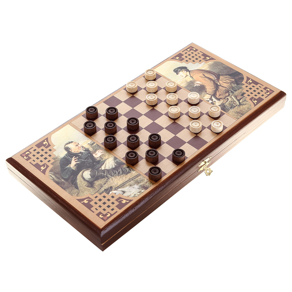 Деревянные нарды «Охотники на привале» 40х20 см - интернет магазин Русь Велика я фото 3