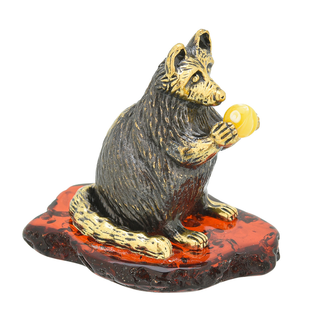 Статуэтка с янтарем «Енот Мико» - интернет магазин Русь Велика я фото 1