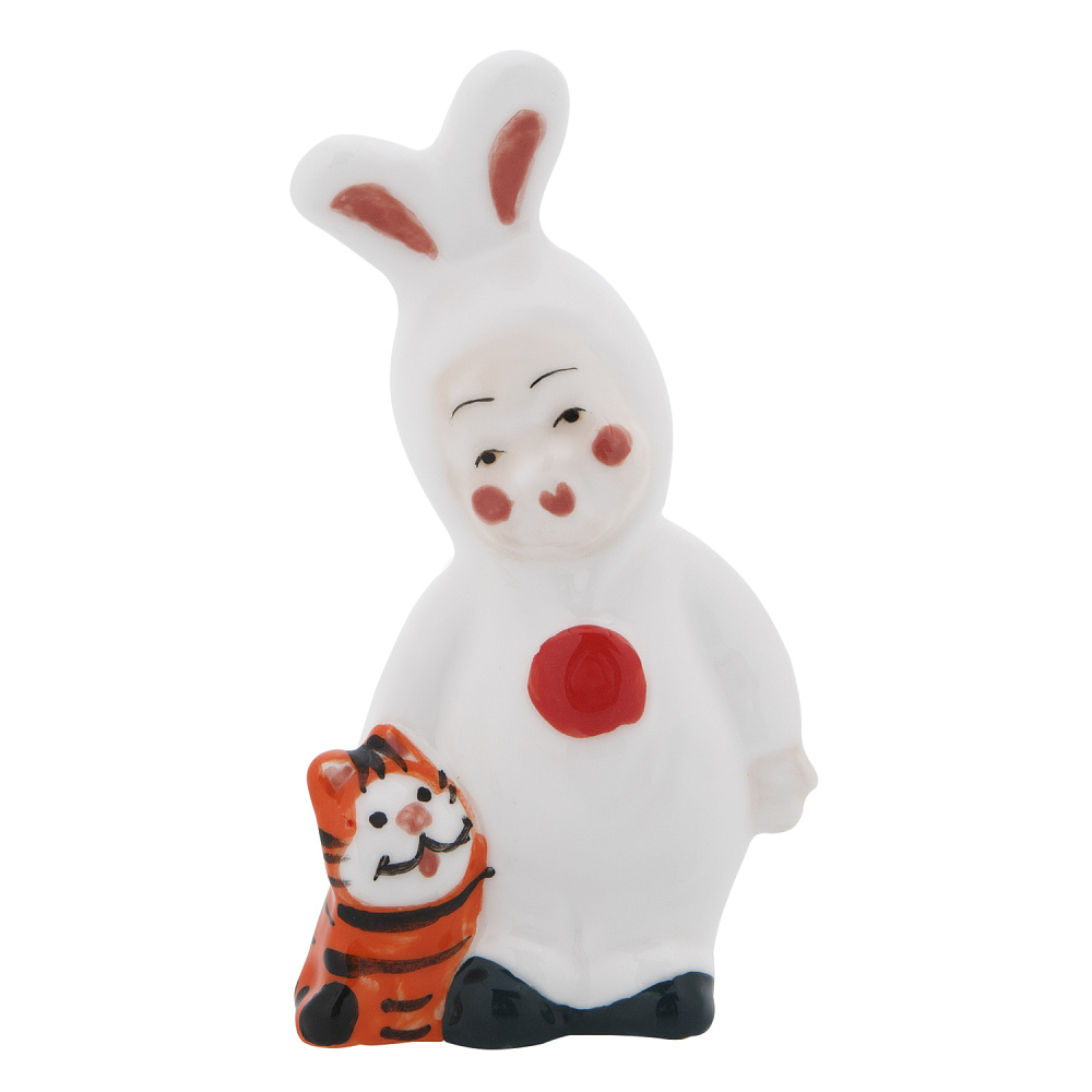 Статуэтка «Мальчик-зайчик с котом» - интернет магазин Русь Велика я 