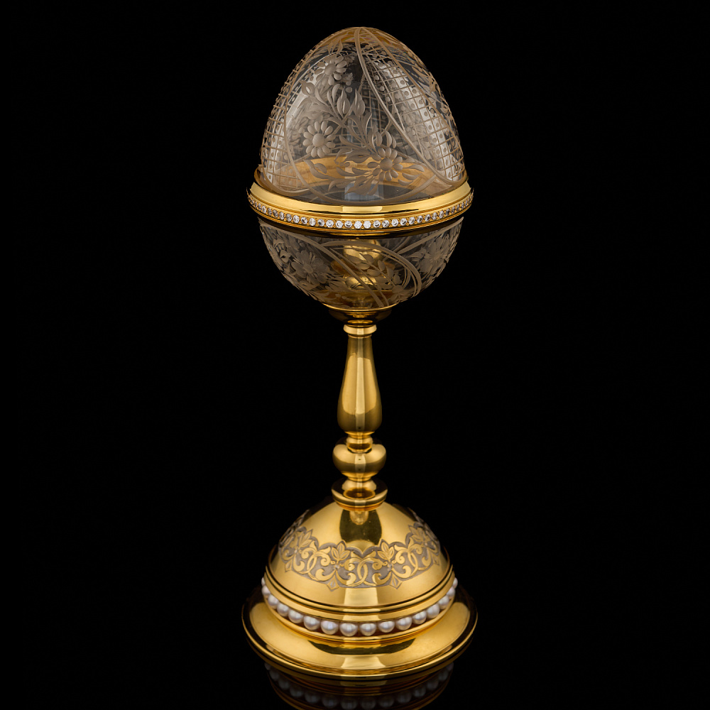 Пасхальное яйцо с жемчугом и фианитами. Златоуст - интернет магазин Русь Велика я 