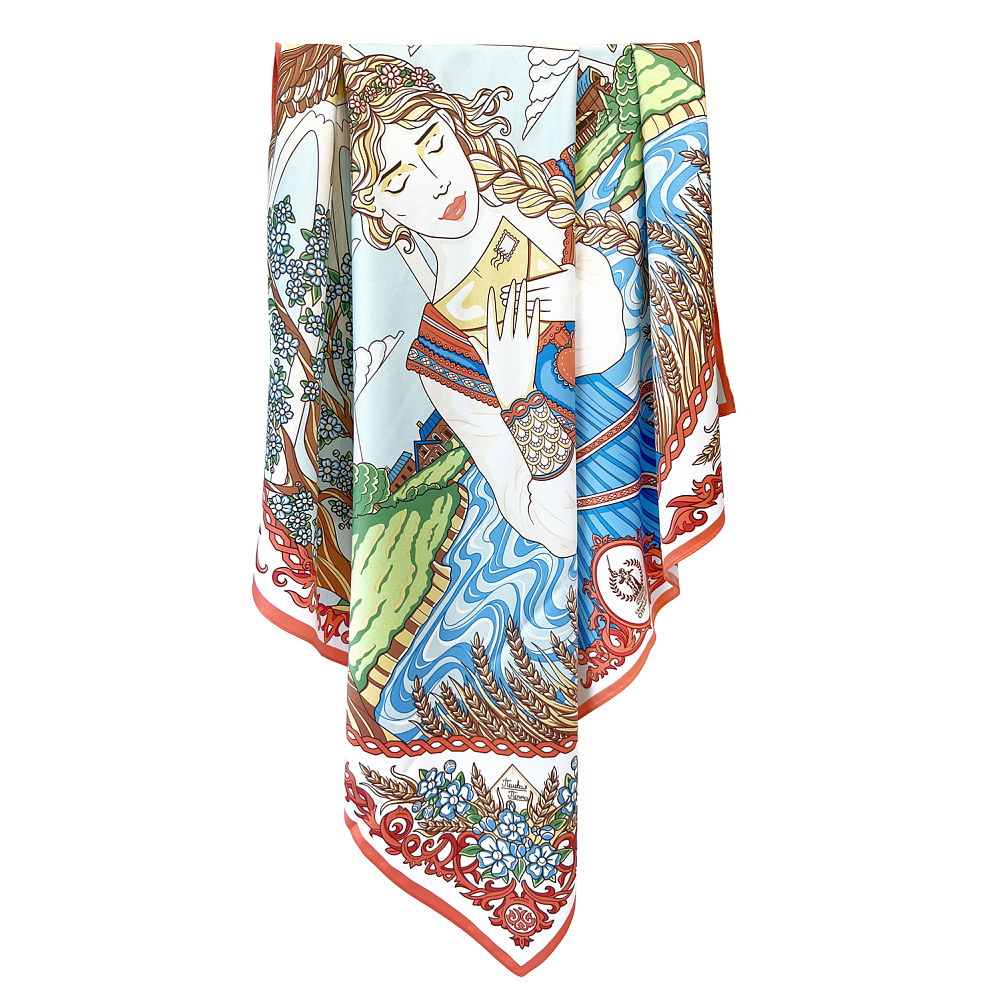 Платок шелковый «Катюша» 90х90 см - интернет магазин Русь Велика я фото 1