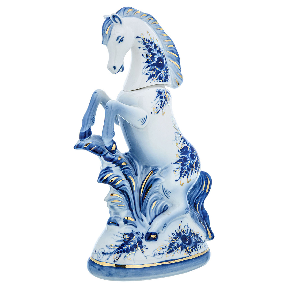 Штоф «Конь». Гжель в золоте - интернет магазин Русь Велика я фото 4