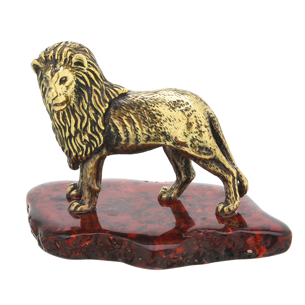 Статуэтка с янтарем «Лев» - интернет магазин Русь Велика я 