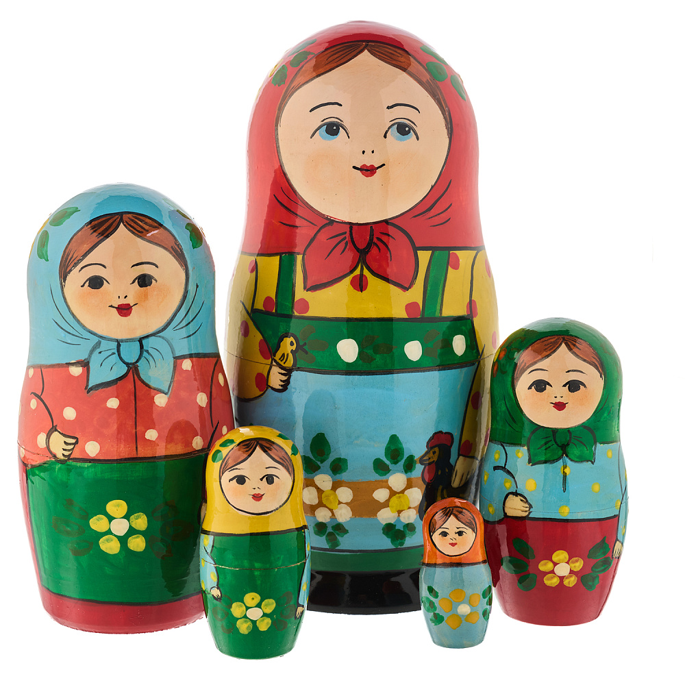Матрешка «Традиционная с курицей» 5 мест - интернет магазин Русь Велика я 