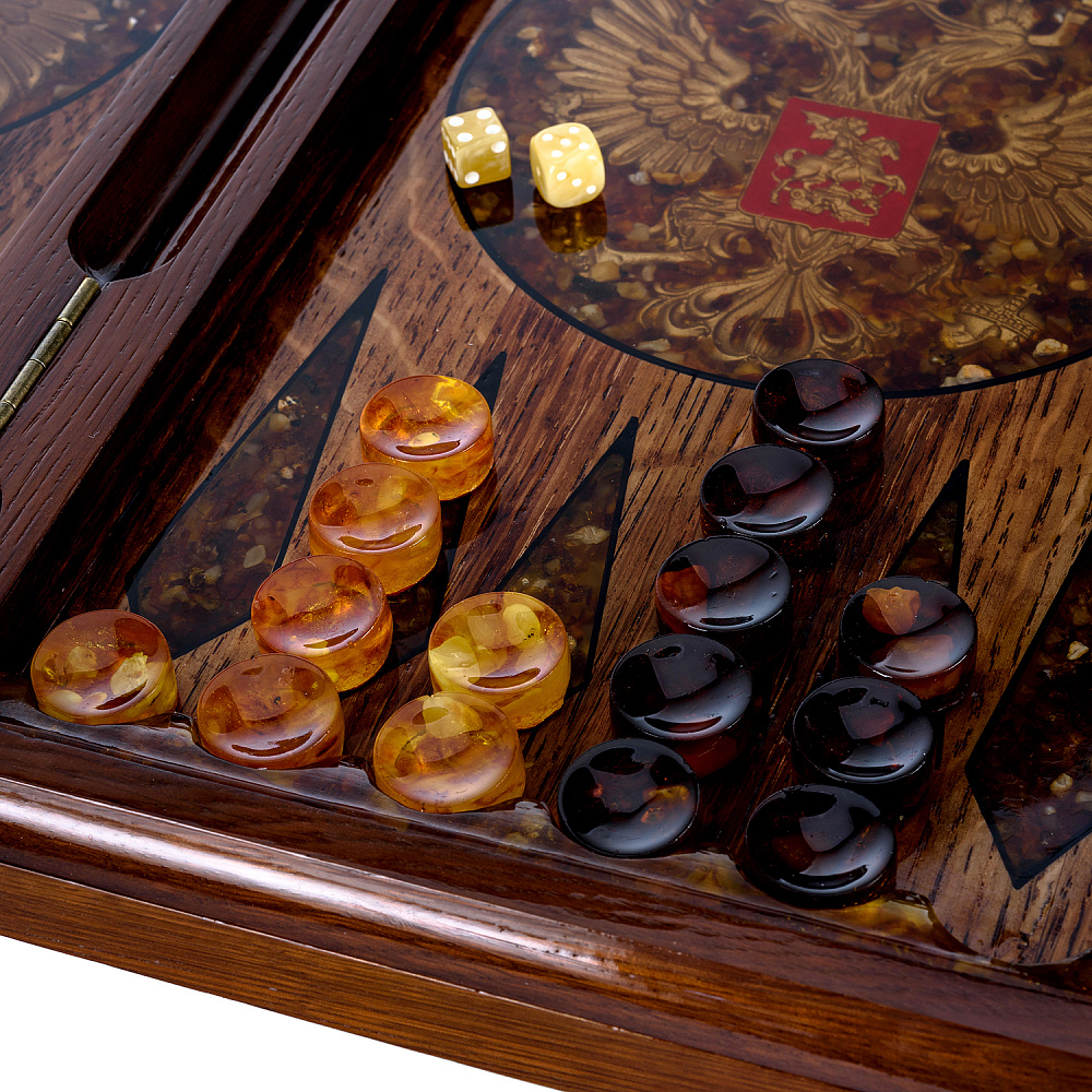 Нарды янтарные «Герб РФ. ФСБ» 46х23 см - интернет магазин Русь Велика я фото 5