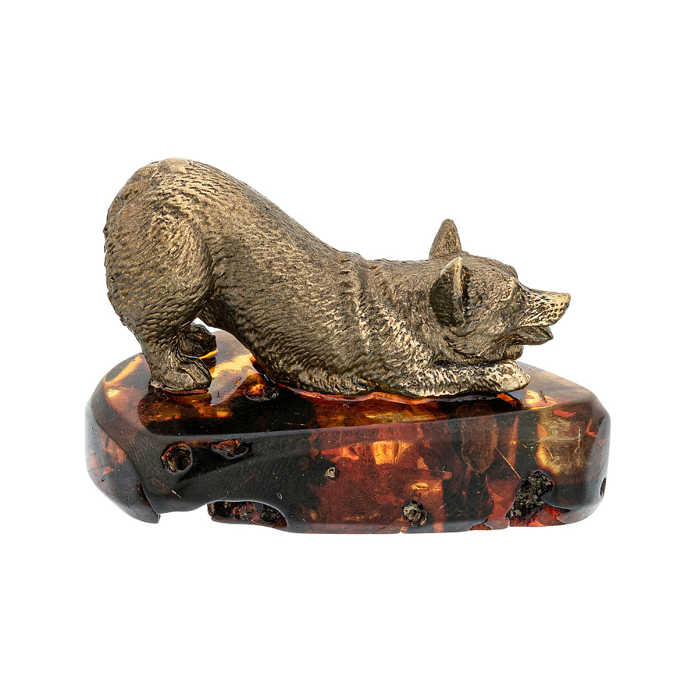 Статуэтка с янтарем «Собака игривый корги» - интернет магазин Русь Велика я фото 3