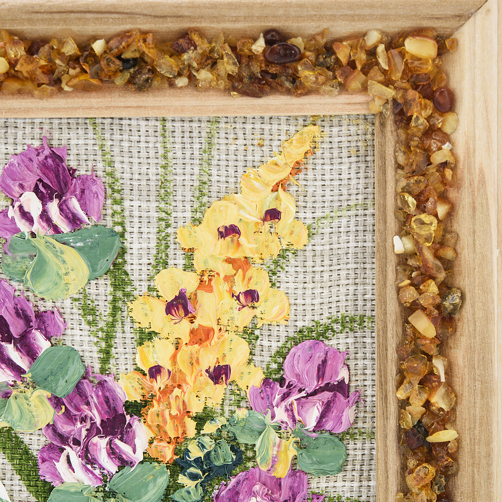 Панно в янтарной раме «Букет цветов» 12,5х16,5 см - интернет магазин Русь Велика я фото 2