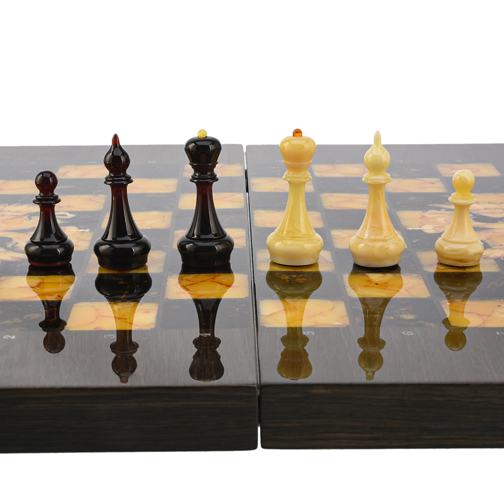 Шахматы с янтарными фигурами «Герб РФ» 56х56 см - интернет магазин Русь Велика я фото 5