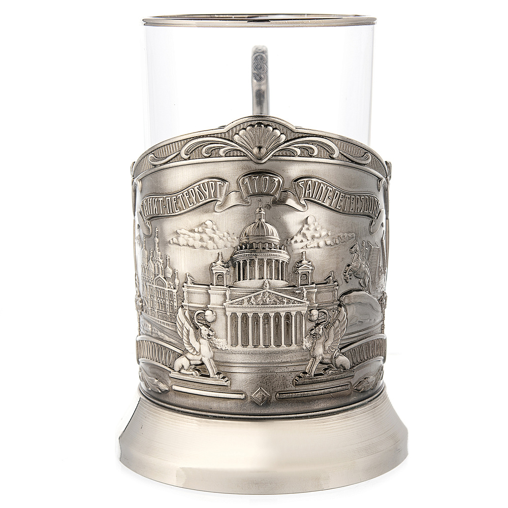 Подстаканник никелированный «Санкт-Петербург. Коллаж» - интернет магазин Русь Велика я 