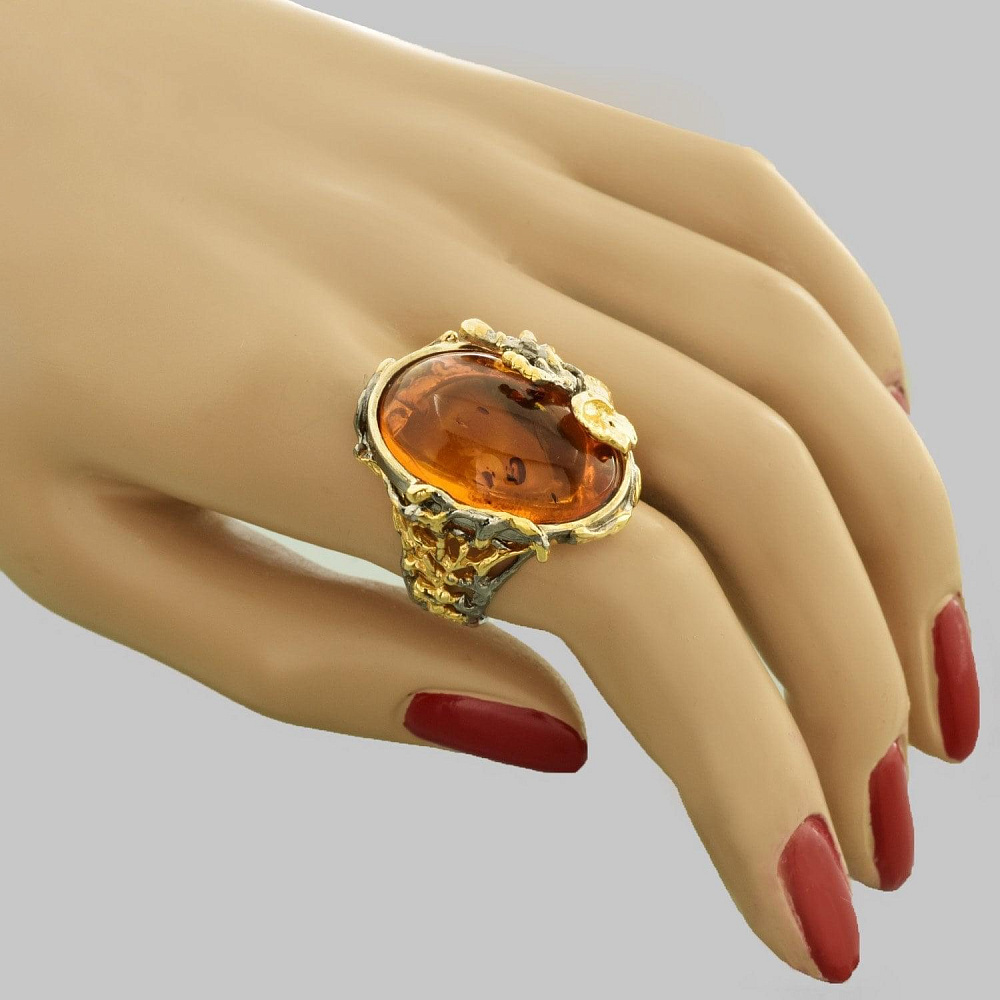 Кольцо с янтарем 17 гр. Серебро 925* - интернет магазин Русь Велика я 