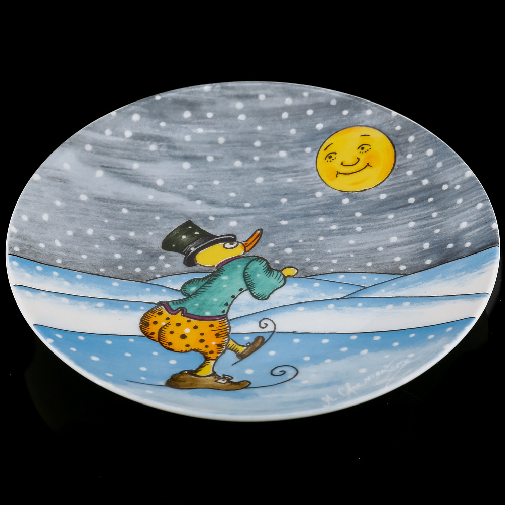 Декоративная тарелка «Зима. Утенок». Форма Эллипс. ИФЗ - интернет магазин Русь Велика я фото 1
