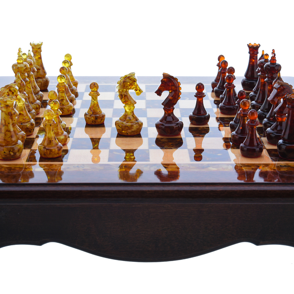 Шахматы с янтарными фигурами 41х41 см - интернет магазин Русь Велика я фото 4