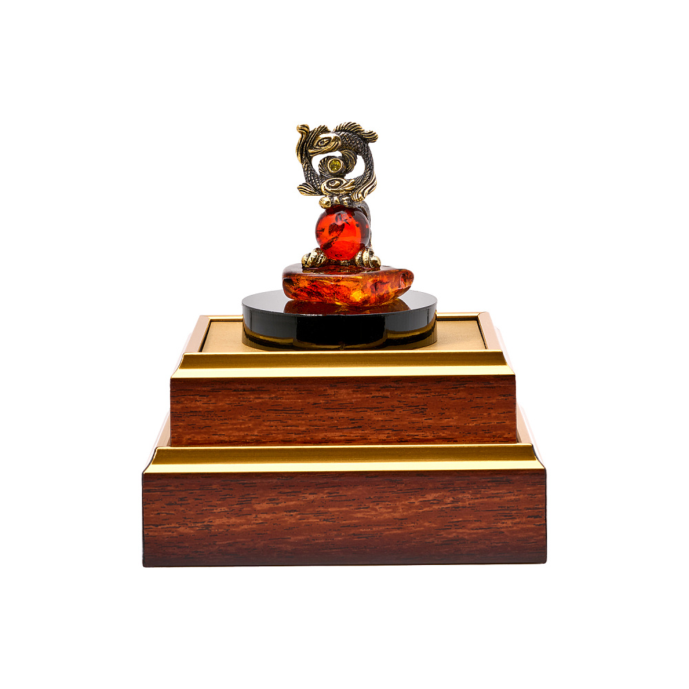 Статуэтка из янтаря и бронзы «Знак Зодиака Рыбы» - интернет магазин Русь Велика я фото 2