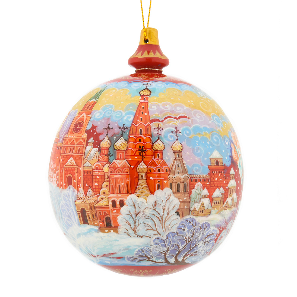 Новогодний елочный шар с росписью «Тройка» - интернет магазин Русь Велика я фото 2