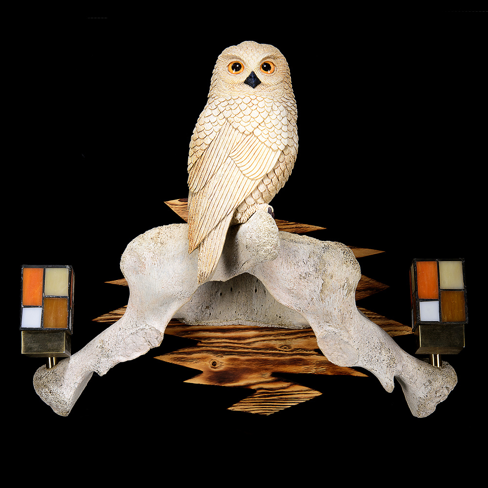 Светильник из кости кита «Сова» - интернет магазин Русь Велика я 