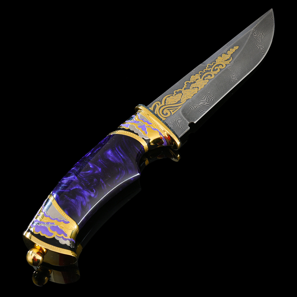 Нож сувенирный с золочением и эмалью. Златоуст - интернет магазин Русь Велика я фото 4