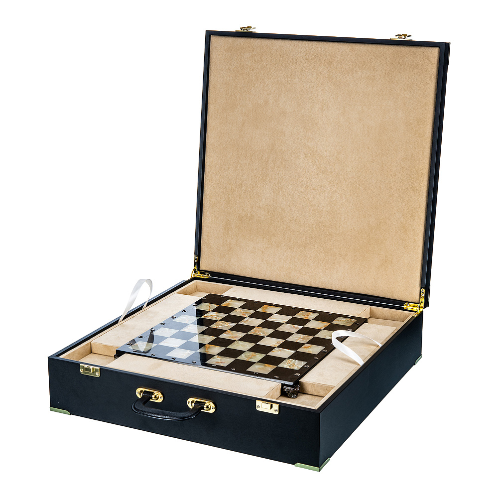 Шахматы с полем из камня и фигурами из серебра «Сражение» 35х35 см - интернет магазин Русь Велика я фото 15