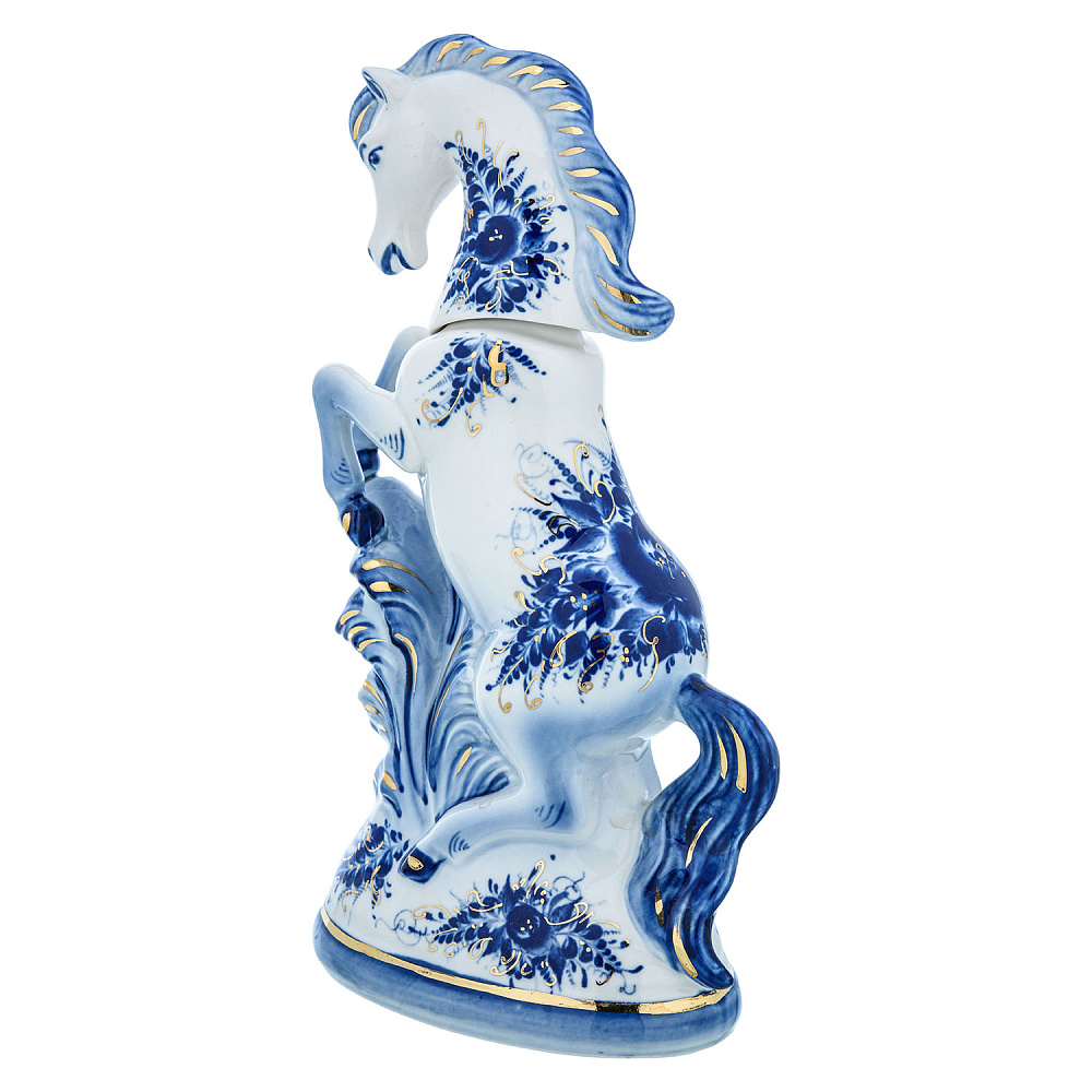 Штоф «Конь». Гжель в золоте - интернет магазин Русь Велика я фото 3