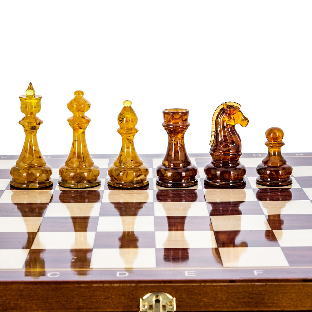 Шахматы с янтарными фигурами «Австрия» 37х37 см - интернет магазин Русь Велика я фото 2