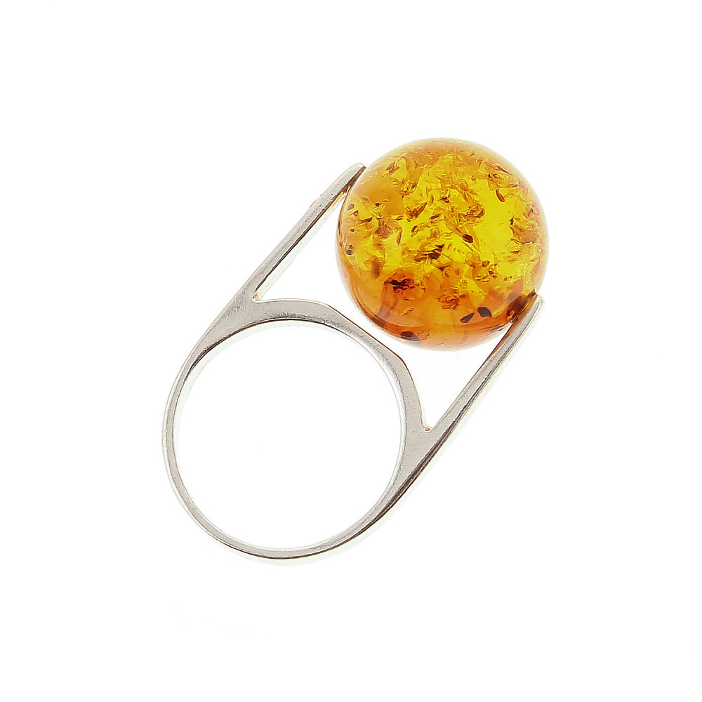 Кольцо с янтарем «Шар» - интернет магазин Русь Велика я 