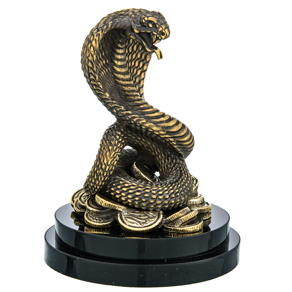 Змея Символ года 2025. Скульптура из бронзы «Королевская кобра» - интернет магазин Русь Велика я 