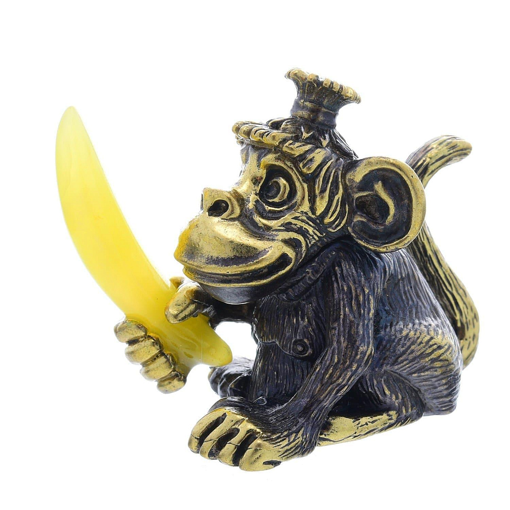 Статуэтка с янтарем «Обезьяна с бананом» - интернет магазин Русь Велика я 