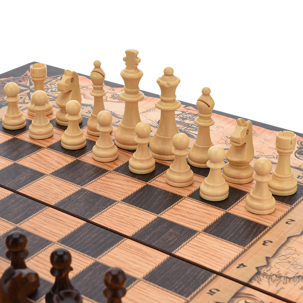 Шахматы-нарды-шашки деревянные «Морские» 50х25 см - интернет магазин Русь Велика я фото 4