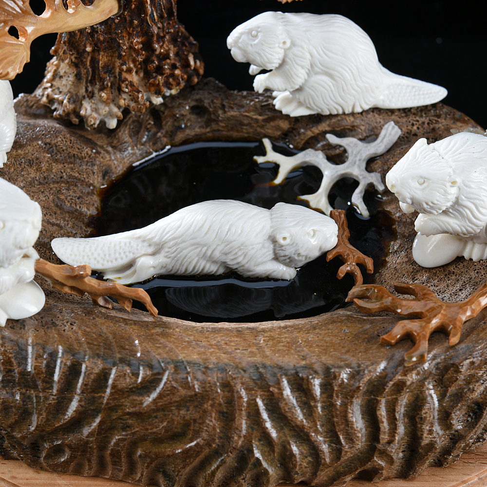 Скульптура из рога лося «Бобры» - интернет магазин Русь Велика я фото 4