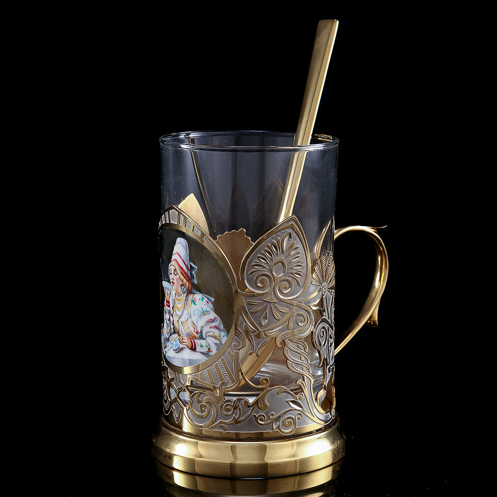 Подстаканник с ложкой «Сказки. Русские красавицы». Златоуст - интернет магазин Русь Велика я фото 2