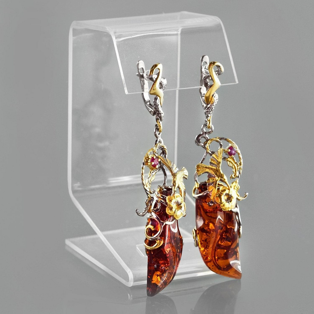 Серьги с янтарём 16,36 гр. Серебро 925* - интернет магазин Русь Велика я 