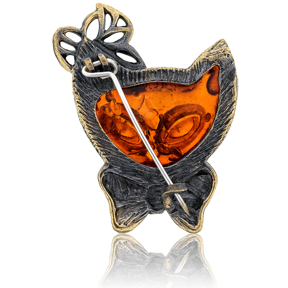 Брошь с янтарем «Кити» - интернет магазин Русь Велика я фото 1