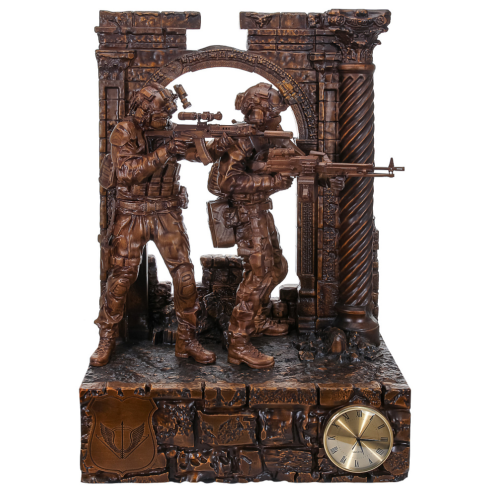 Деревянные резные часы «ССО». Высота 102 см - интернет магазин Русь Велика я 