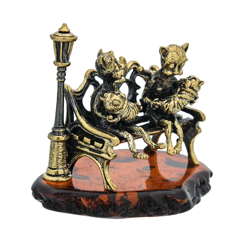 Статуэтка с янтарем «Коты - большая семья» - интернет магазин Русь Велика я фото 4