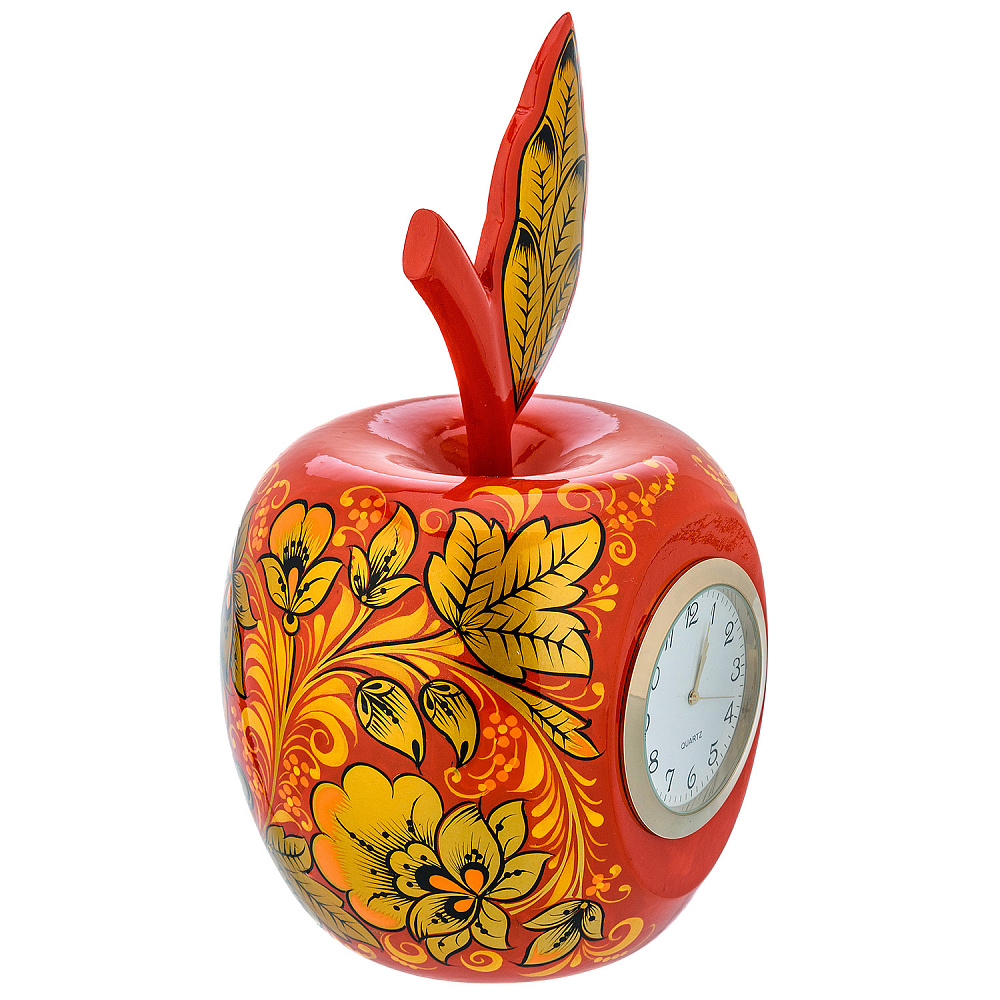 Настольные часы «Яблоко на тарелочке». Хохлома - интернет магазин Русь Велика я фото 2
