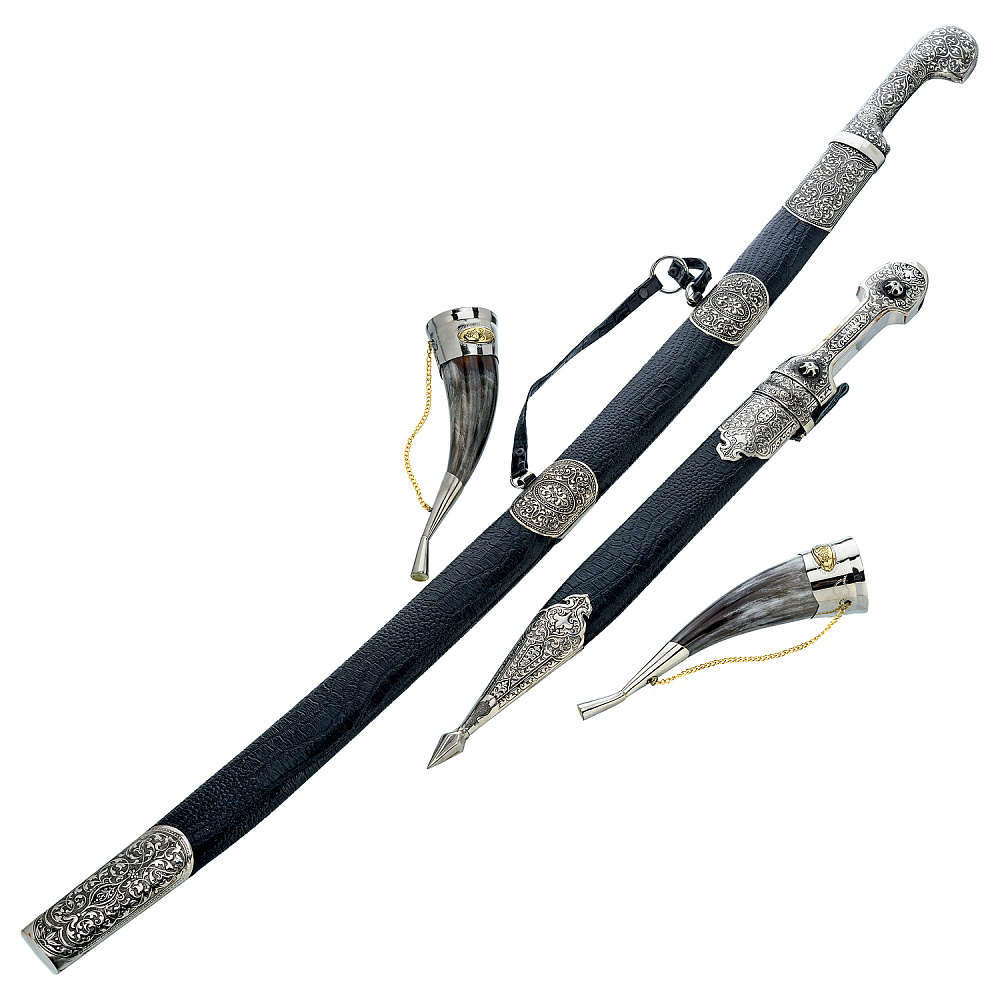 Подарочный набор с шашкой, кинжалом и рожками для вина - интернет магазин Русь Велика я фото 1