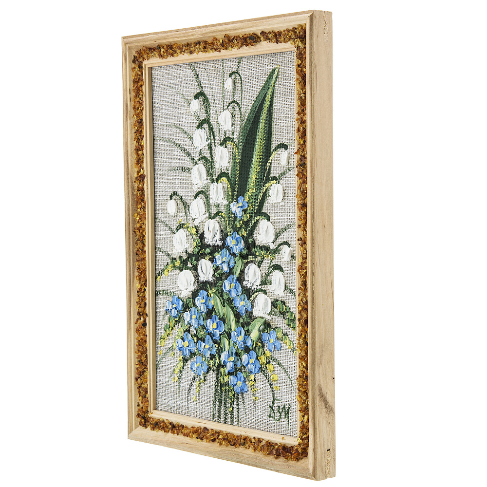 Панно в янтарной раме «Букет цветов» 27х18 см - интернет магазин Русь Велика я фото 1