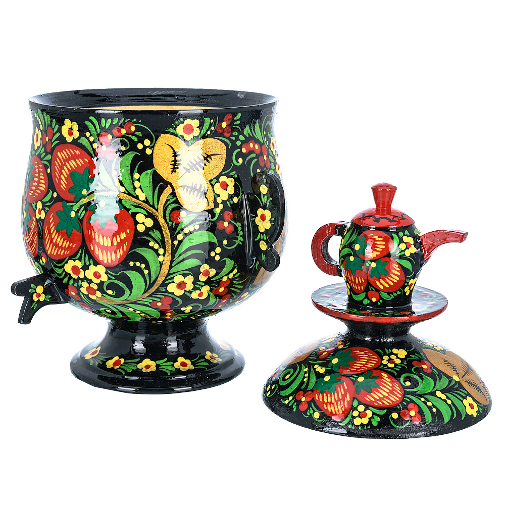 Сувенирный самовар-шкатулка «Клубника». Хохлома - интернет магазин Русь Велика я фото 4