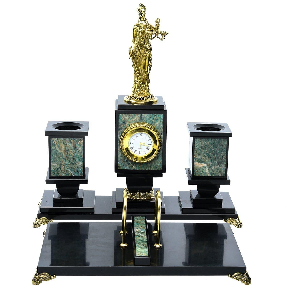 Настольный набор для руководителя «Фемида» с часами - интернет магазин Русь Велика я 