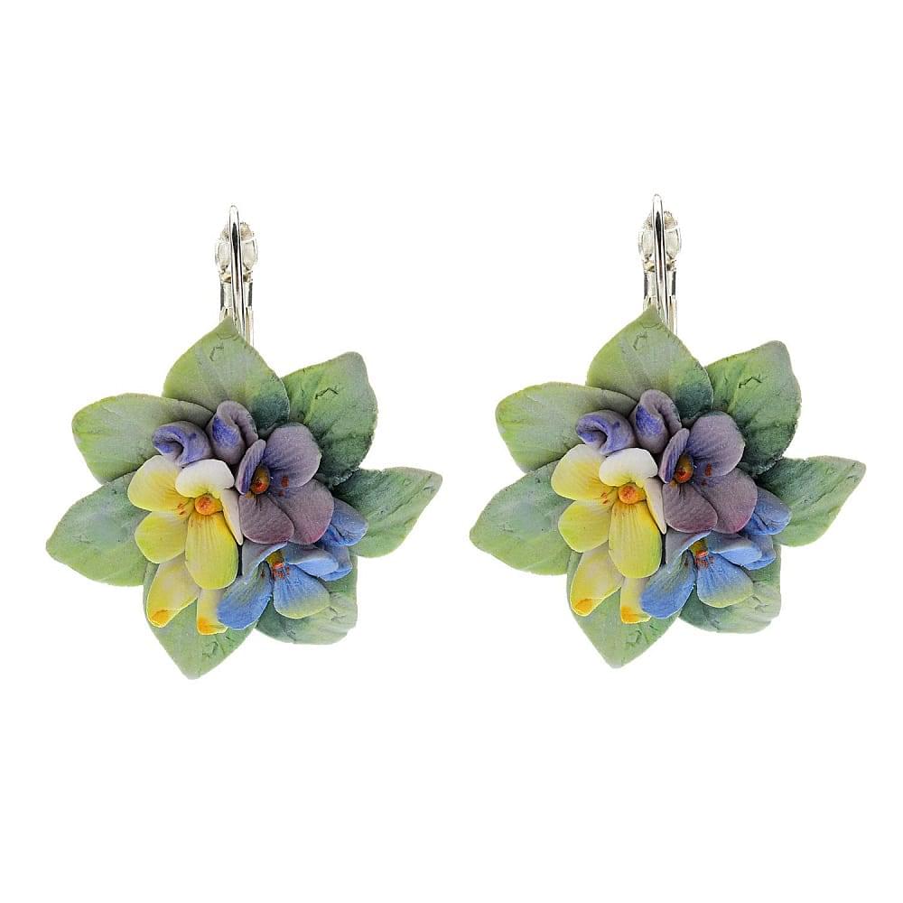 Серьги «Цветы» с фарфоровой лепкой - интернет магазин Русь Велика я фото 4