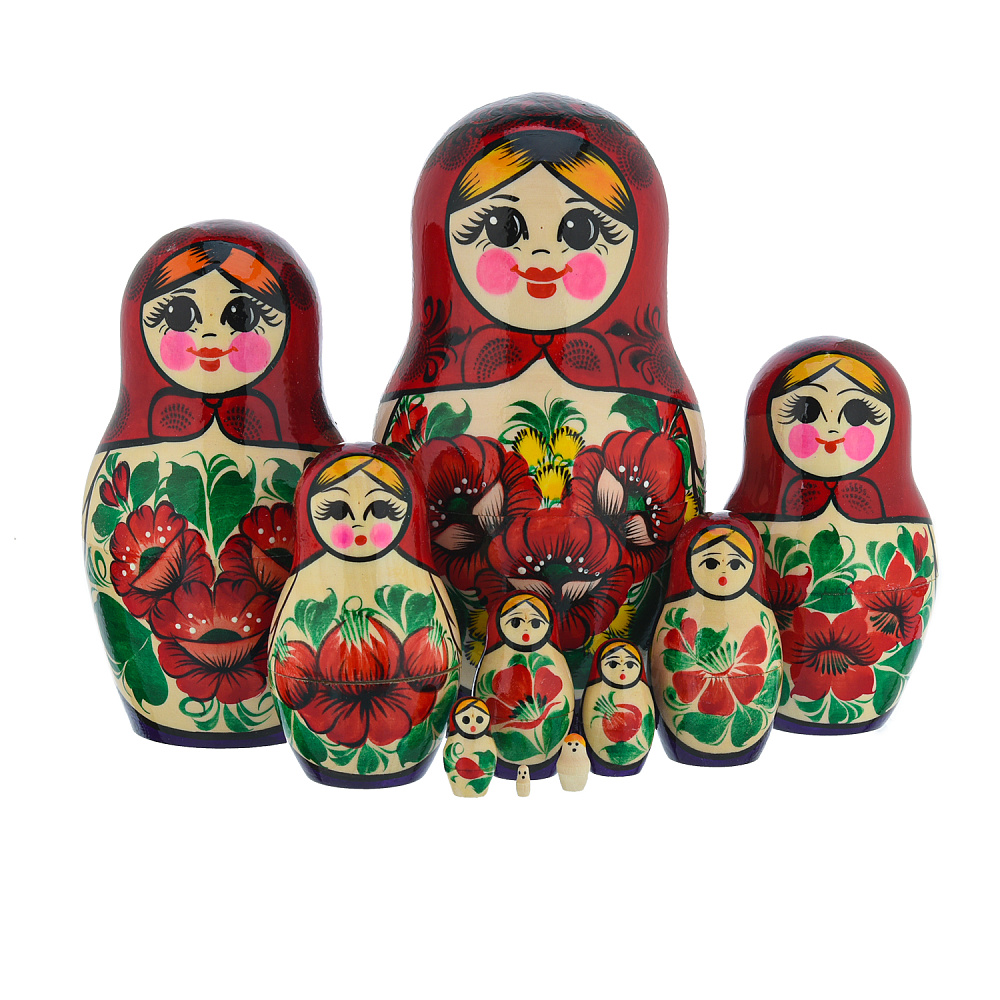 Матрешка семеновская «Россиянка» 10 мест - интернет магазин Русь Велика я 